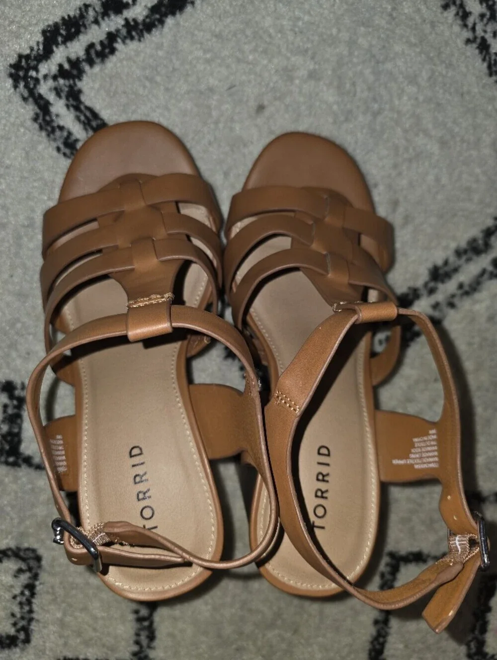 torrid Tan Leather Platform Strappy Heels
